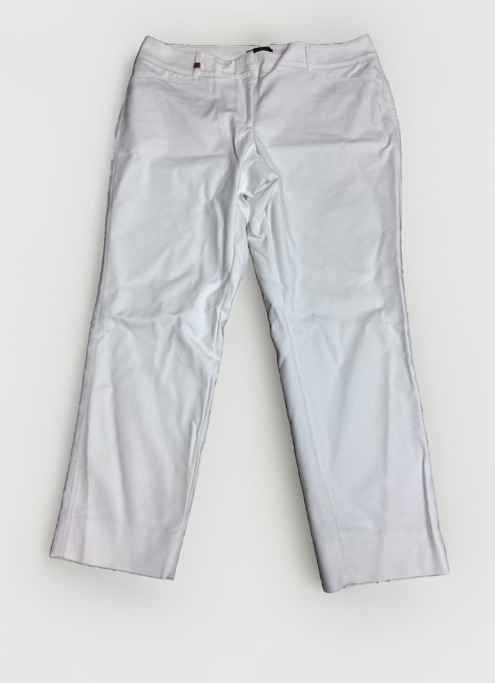 White House Black Market Womens White Ankle 14L Tall Pants Cotton Blend Contour